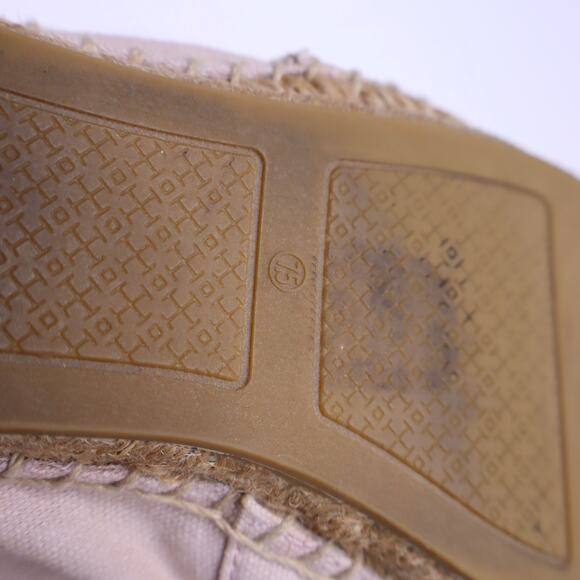 TORY BURCH Poppy Espadrilles Shell Pink Flat Canvas and Leather Women's 7.5M - Picture 4 of 8